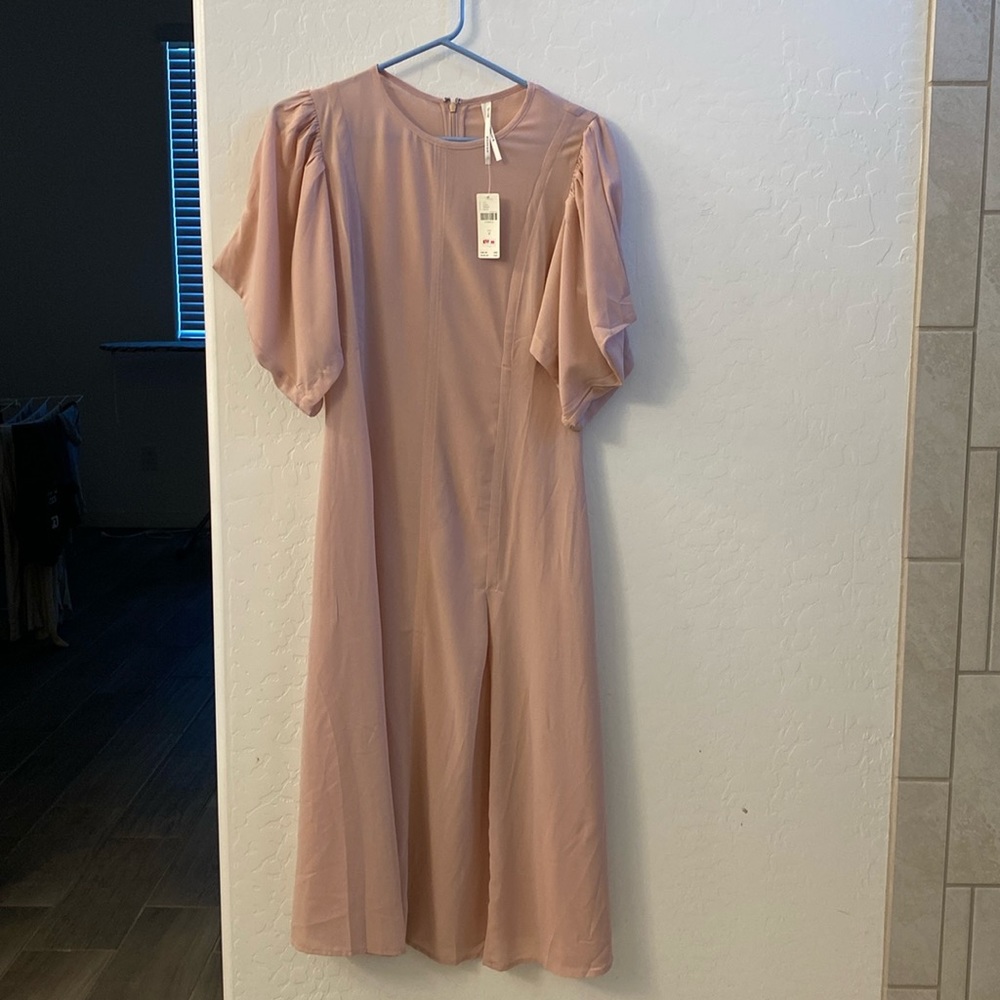 Anthropologie sheer pink dress